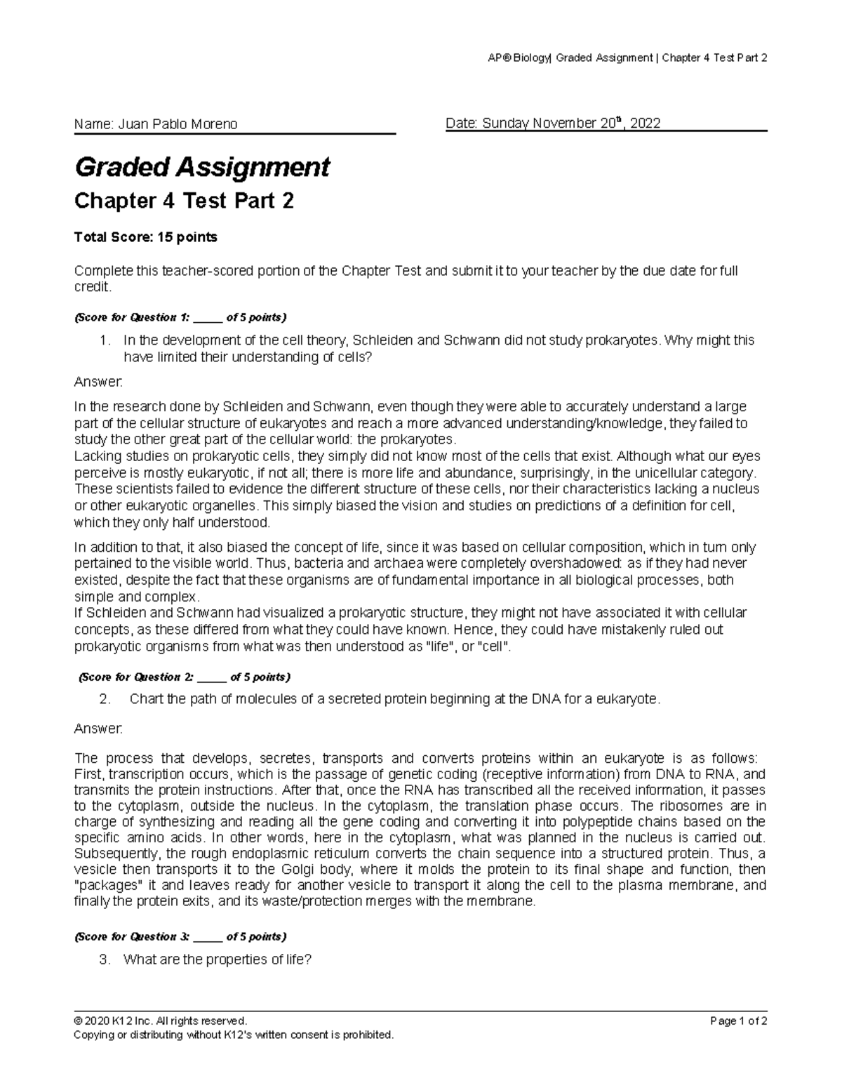 Chapter 4 Test - Part 2: Graded Assignment Insights - Studocu