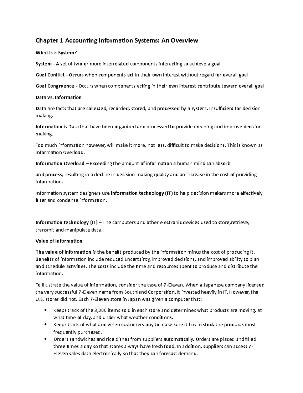 AIS Final Exam Review: Chapters 1-3 Highlights and Key Concepts - Studocu