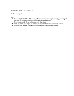 Assignment 3 part 1: SQL table creation and data insertion practice ...