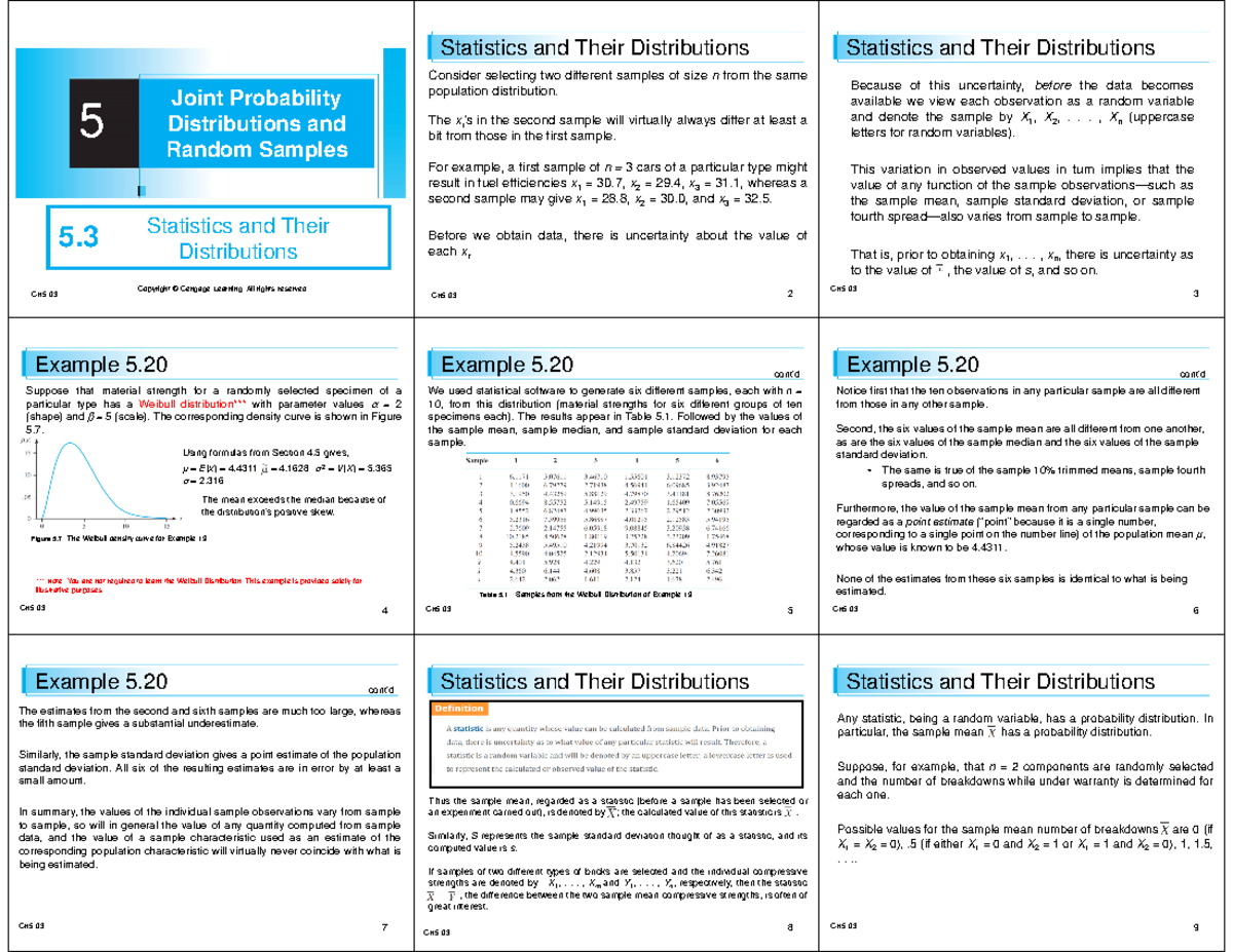 5.3 Statistics and Their Distributions - Copyright © Cengage Learning ...
