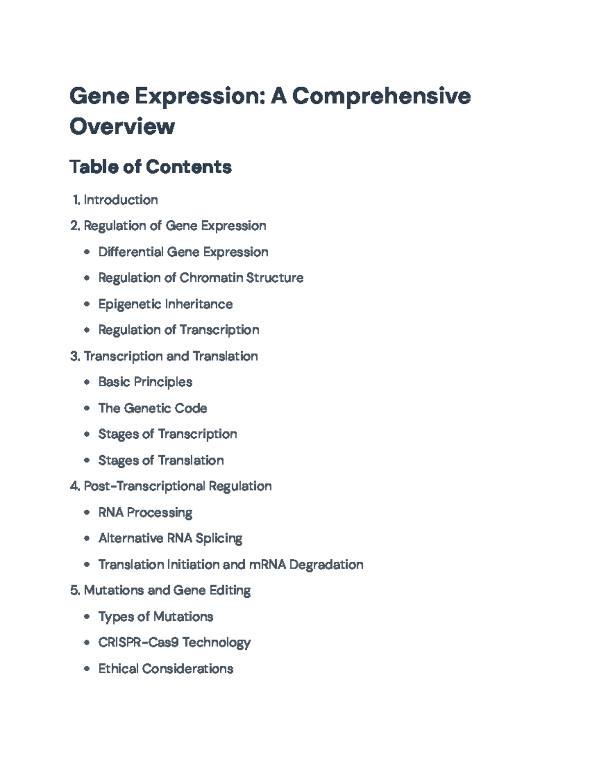 Gene Expression and Regulation: A Comprehensive Overview (BIO101 ...