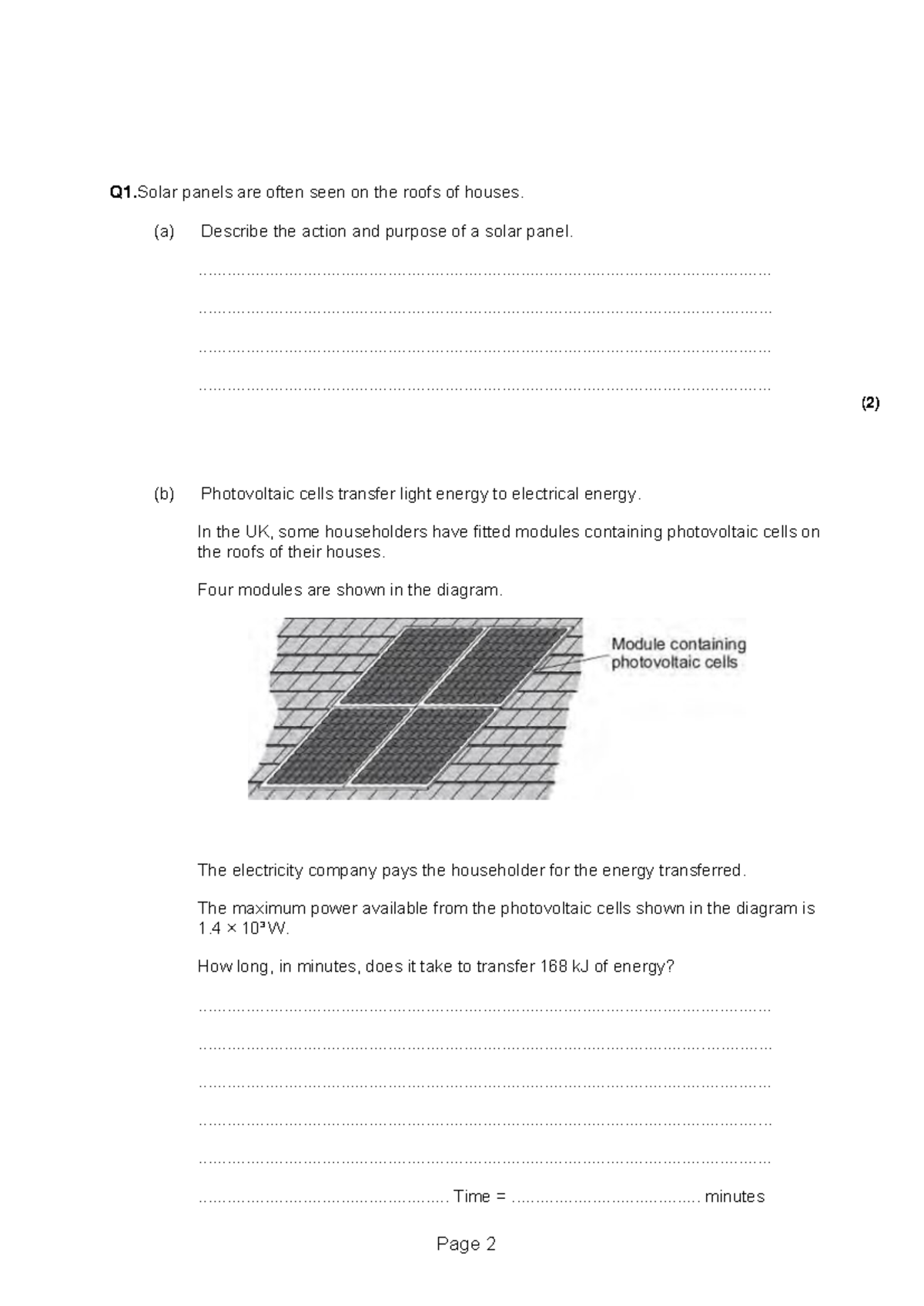 National Global Energy Resources 2 QP: Solar and Hydro Power Exam ...