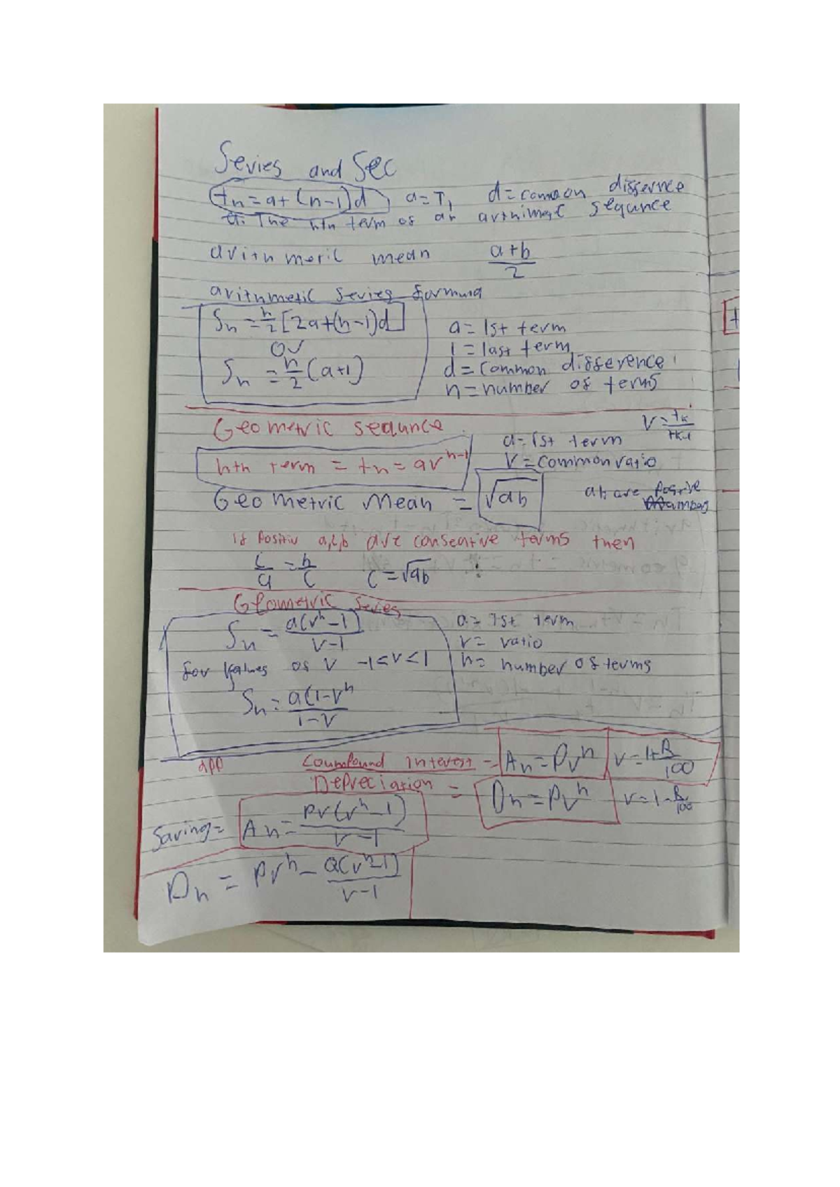 Sequences and Series - Study Notes for Math 101 - Studocu