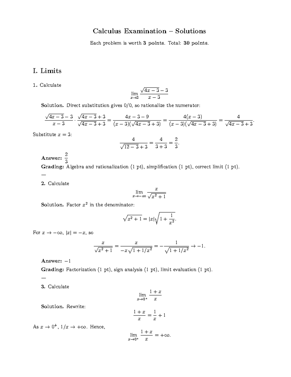 Calculus Exam Solutions (Course Code: HV) - Studocu