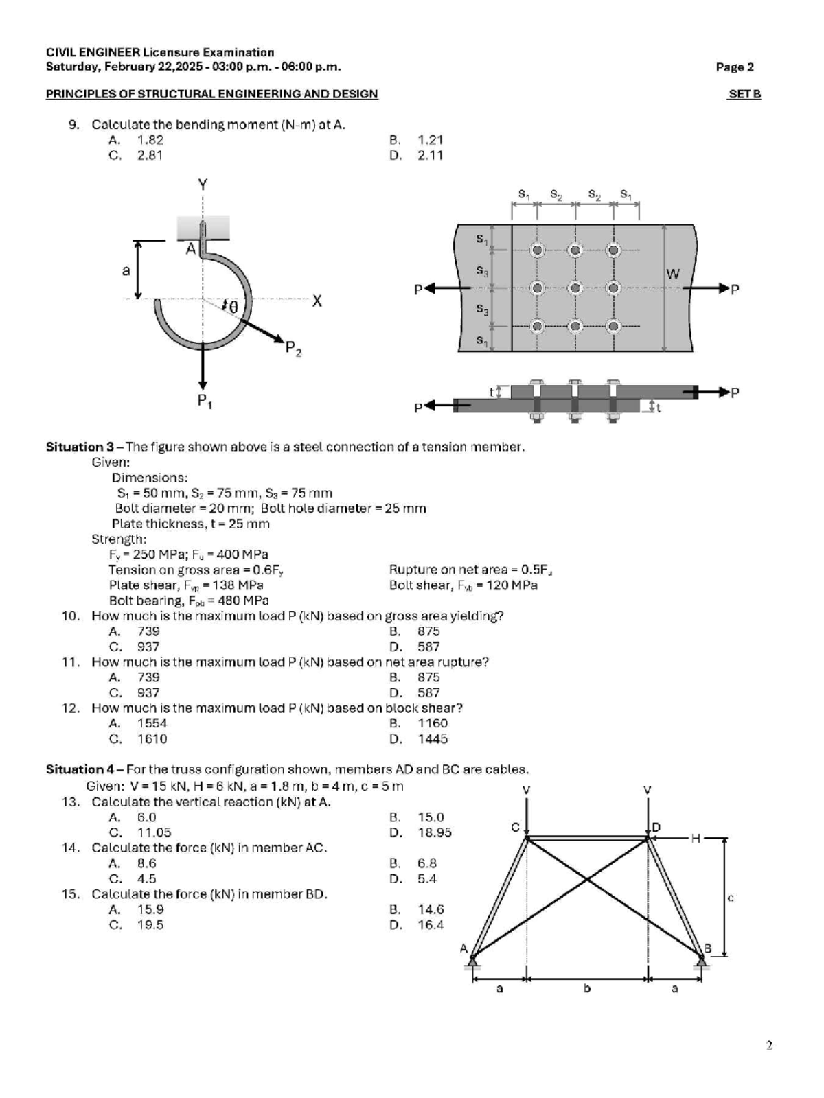 CIVIL ENGINEER Licensure Exam: Principles of Structural Eng. Set B ...