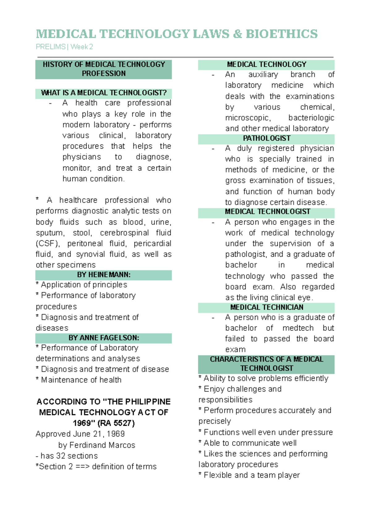MTLB WEEK 2 - Overview of the History of Medical Technology Profession ...