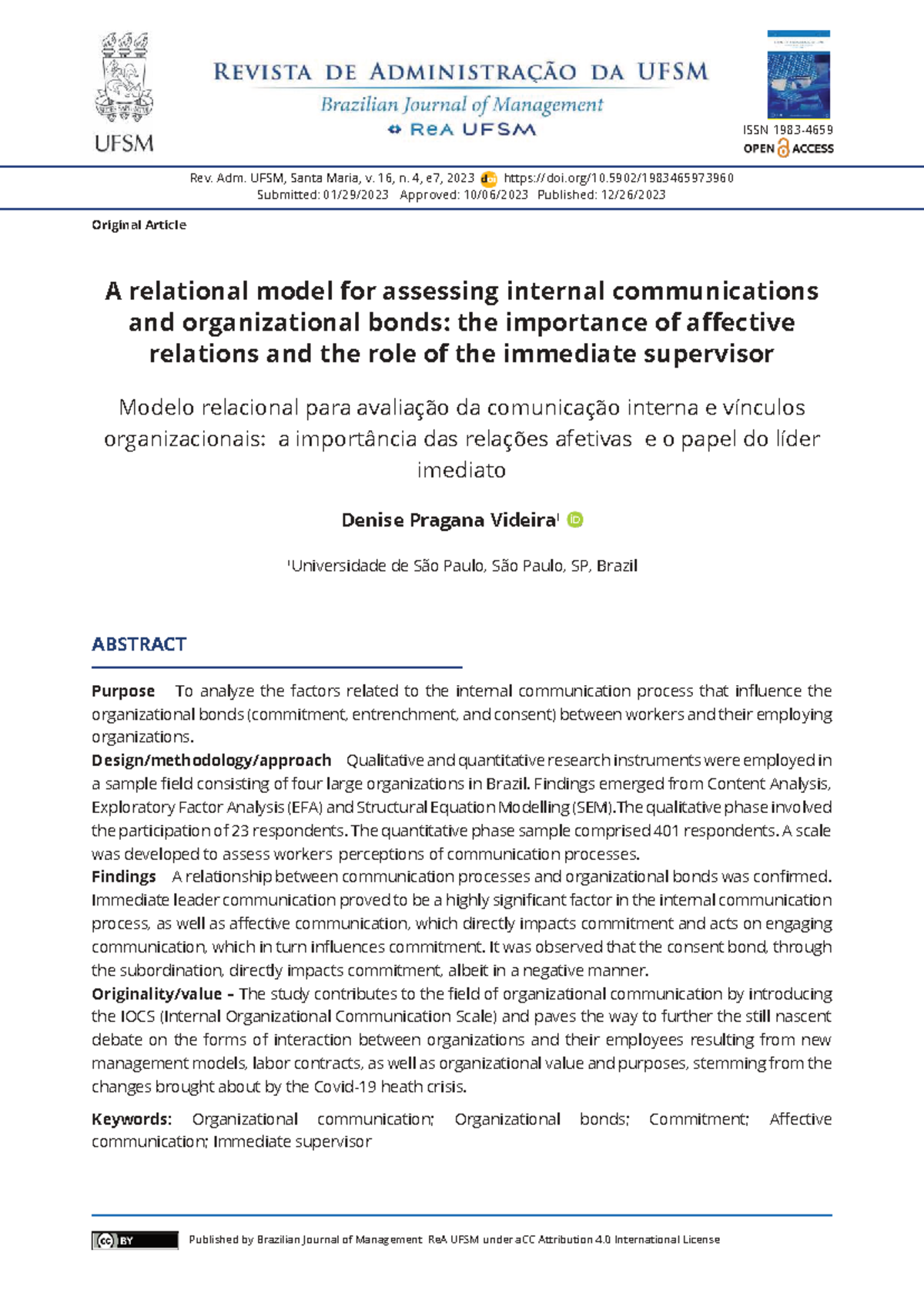 A Relational Model for Assessing Internal Communication in ...