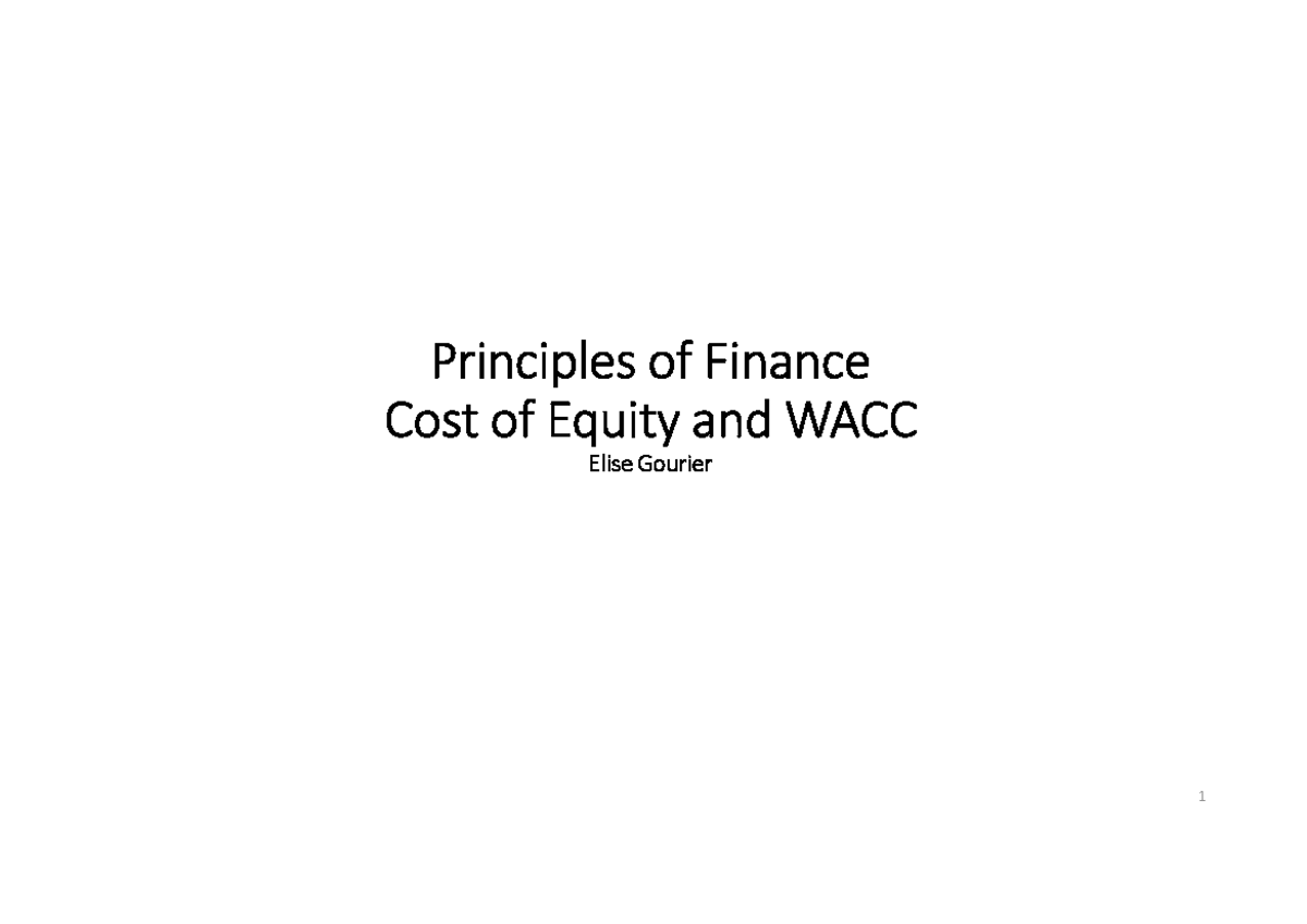 Cost of Equity Estimation and WACC Analysis in Finance - Studocu