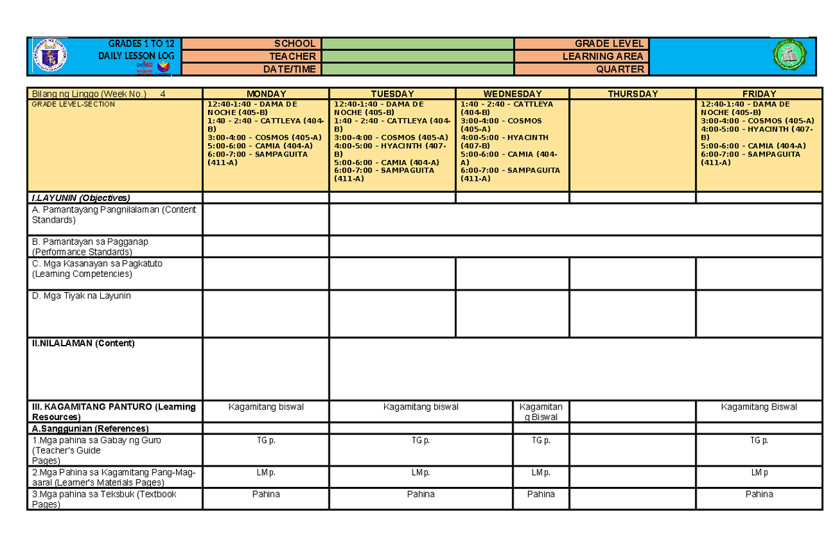 CSTA-DLL - Lesson Plan for Week 4 Curriculum Schedule - Studocu