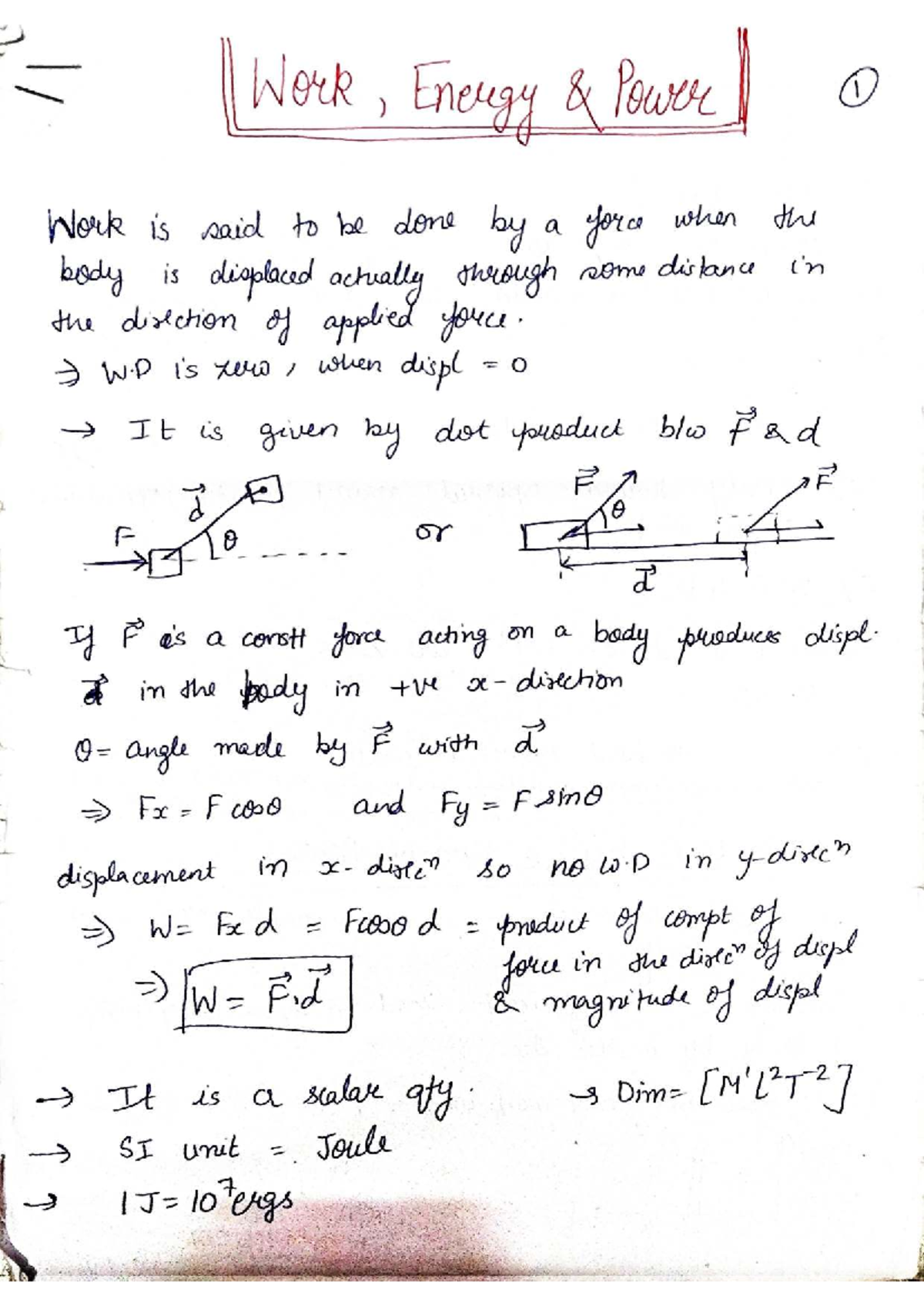 Work, Energy, and Power: Short Notes for Physics 101 - Studocu