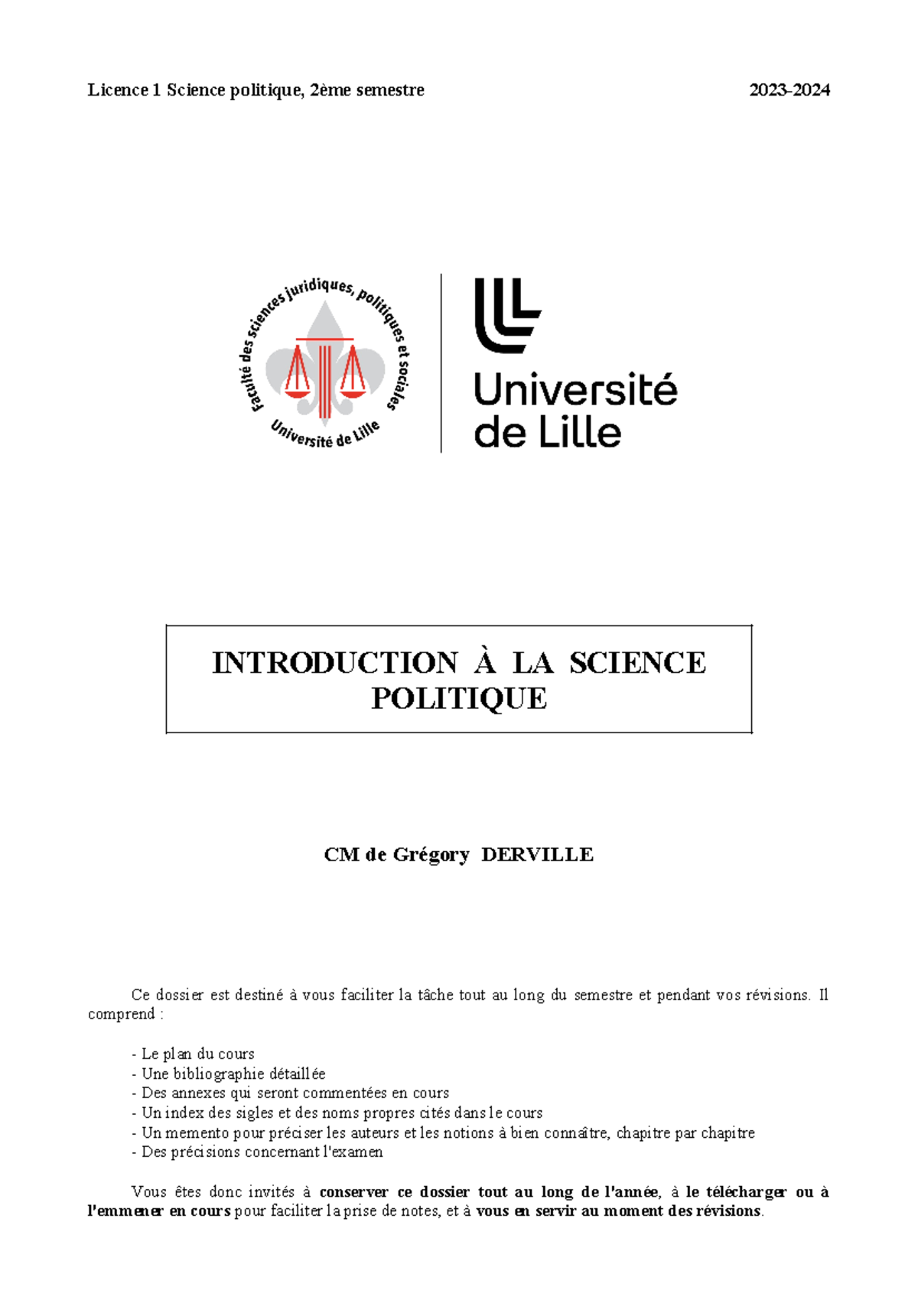 Plan Introduction à la science politique - Licence 1 Science politique ...