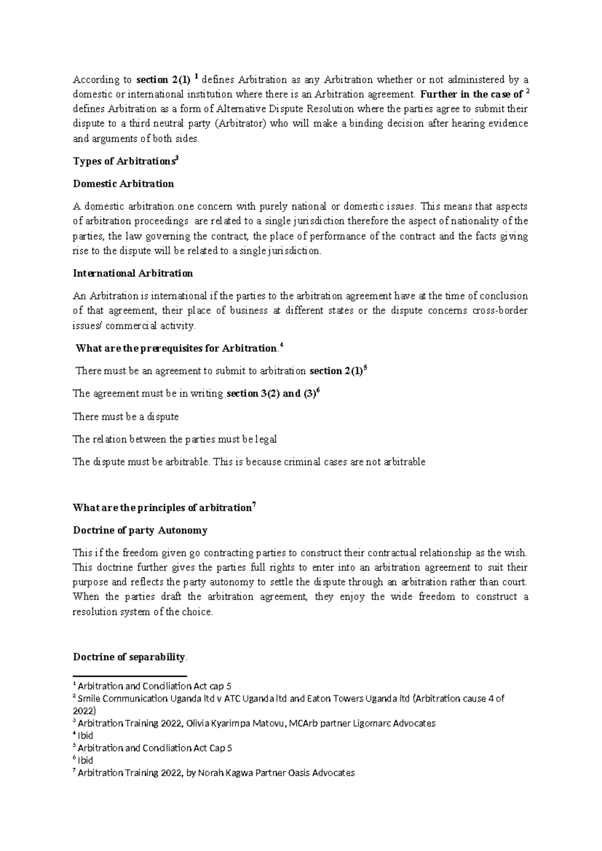 Arbitration Group 2 - Comprehensive Notes on Arbitration Principles and ...