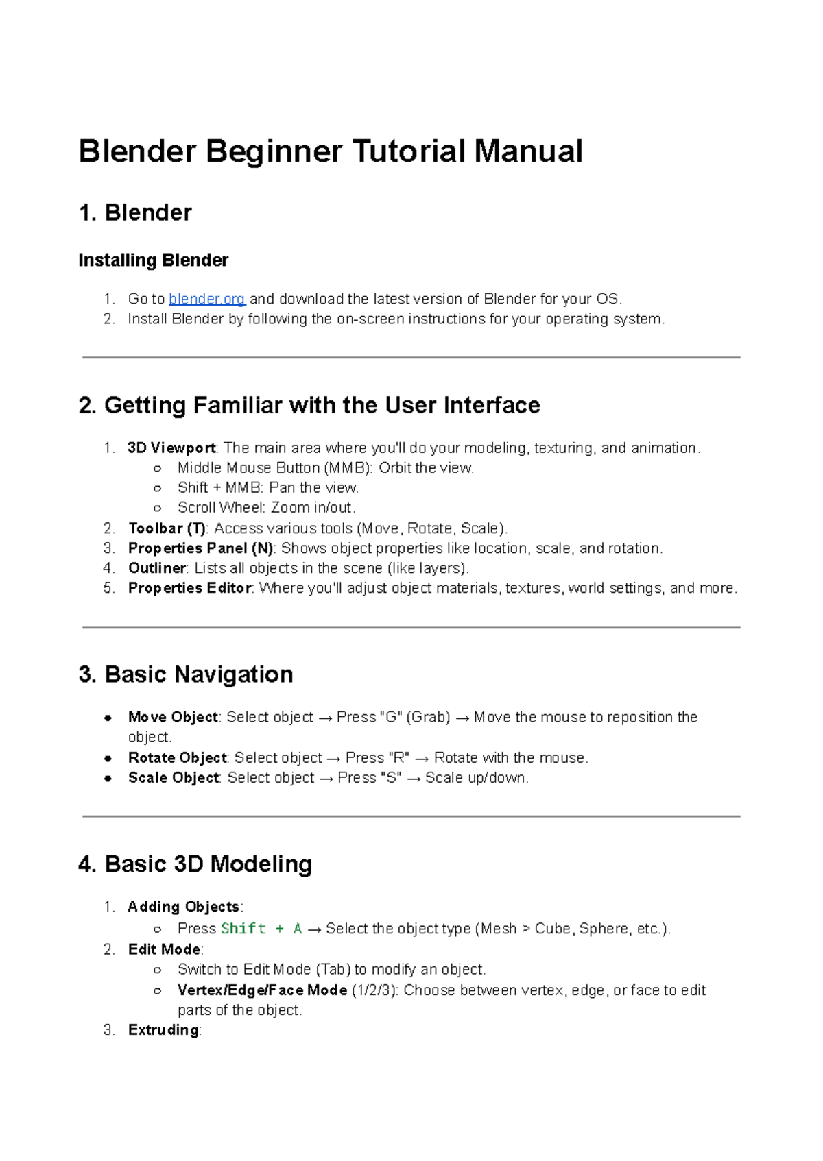 Blender Beginner Tutorial Manual: Essential Tips and Setup Guide - Studocu