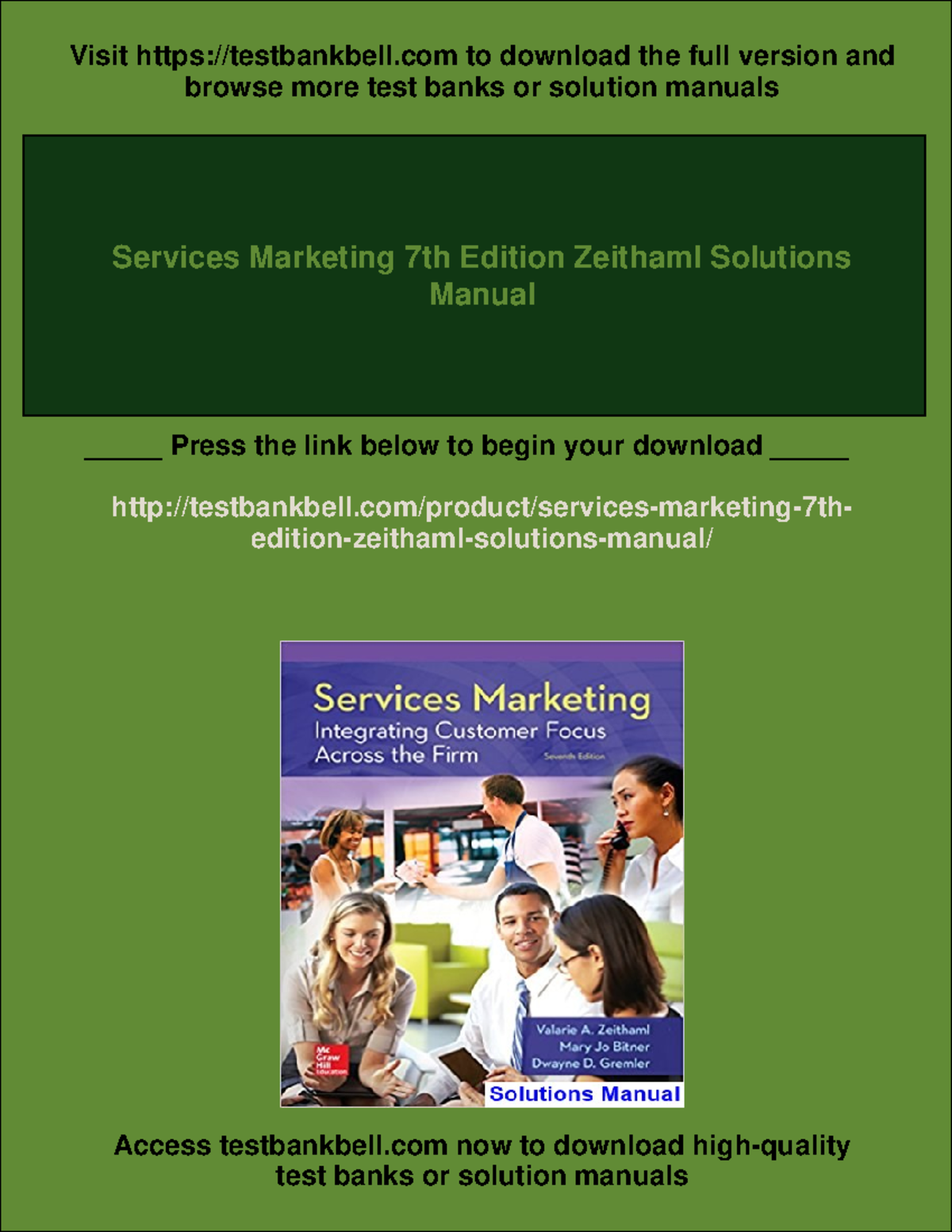 Services Marketing 7th Edition Zeithaml Solutions Manual Overview - Studocu