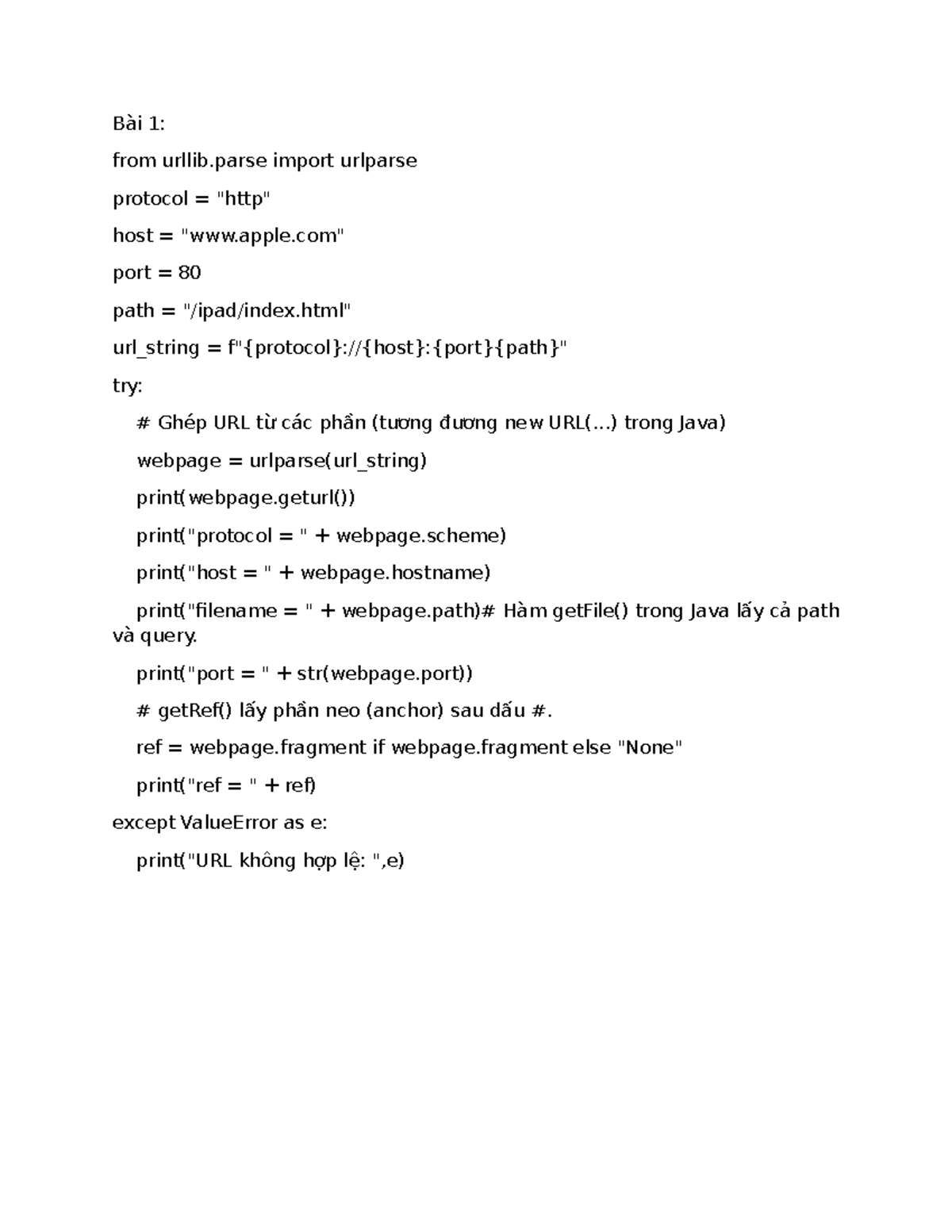 Phân Tích URL Bằng Python - Bài 1: URL Parsing (Tuần 1) - Studocu