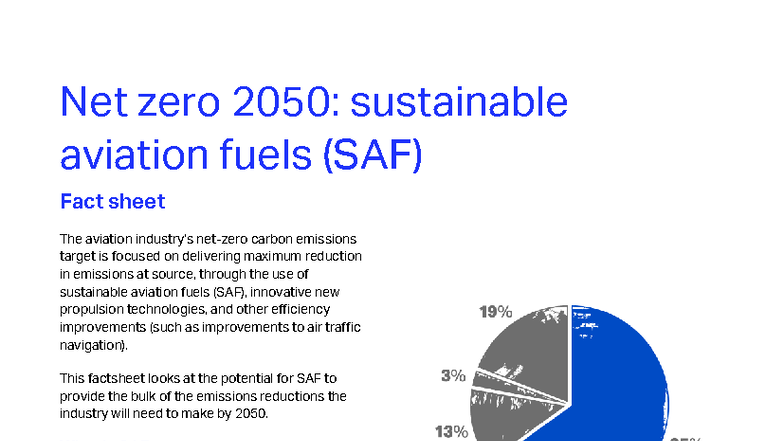 Net Zero 2050: Sustainable Aviation Fuels (SAF) Overview Fact Sheet ...