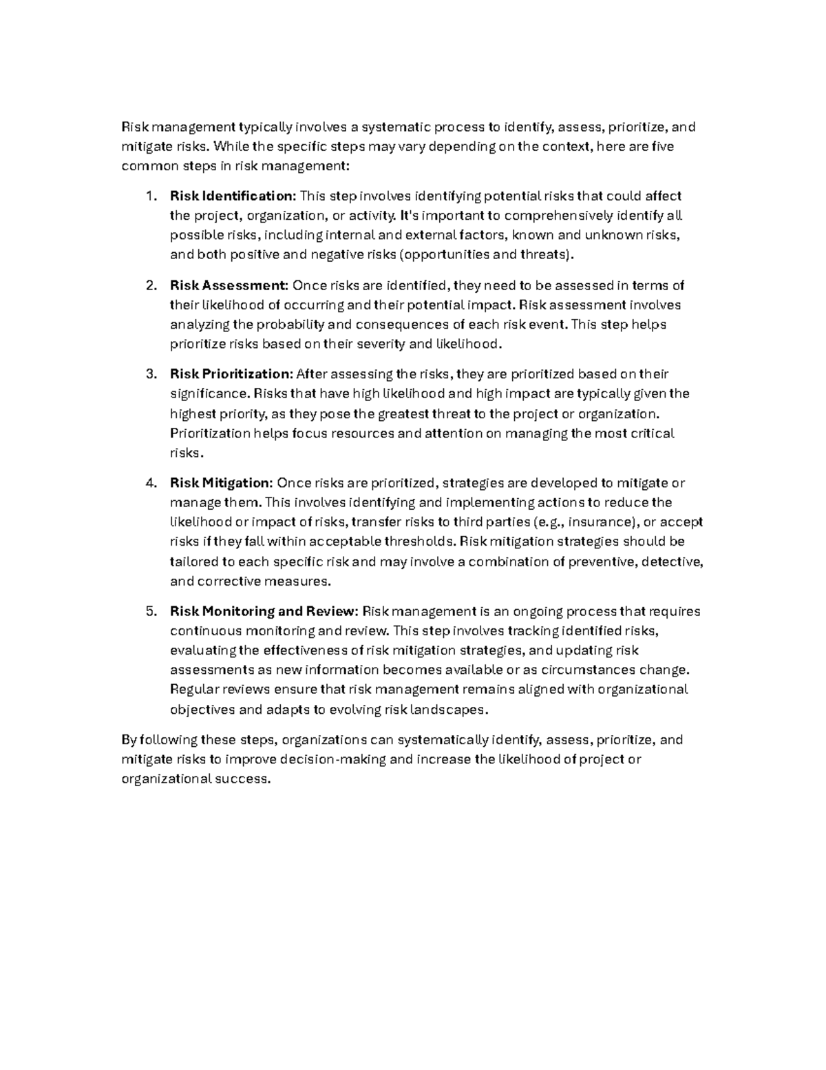 Understanding the 5 Steps in Risk Management Process - Studocu