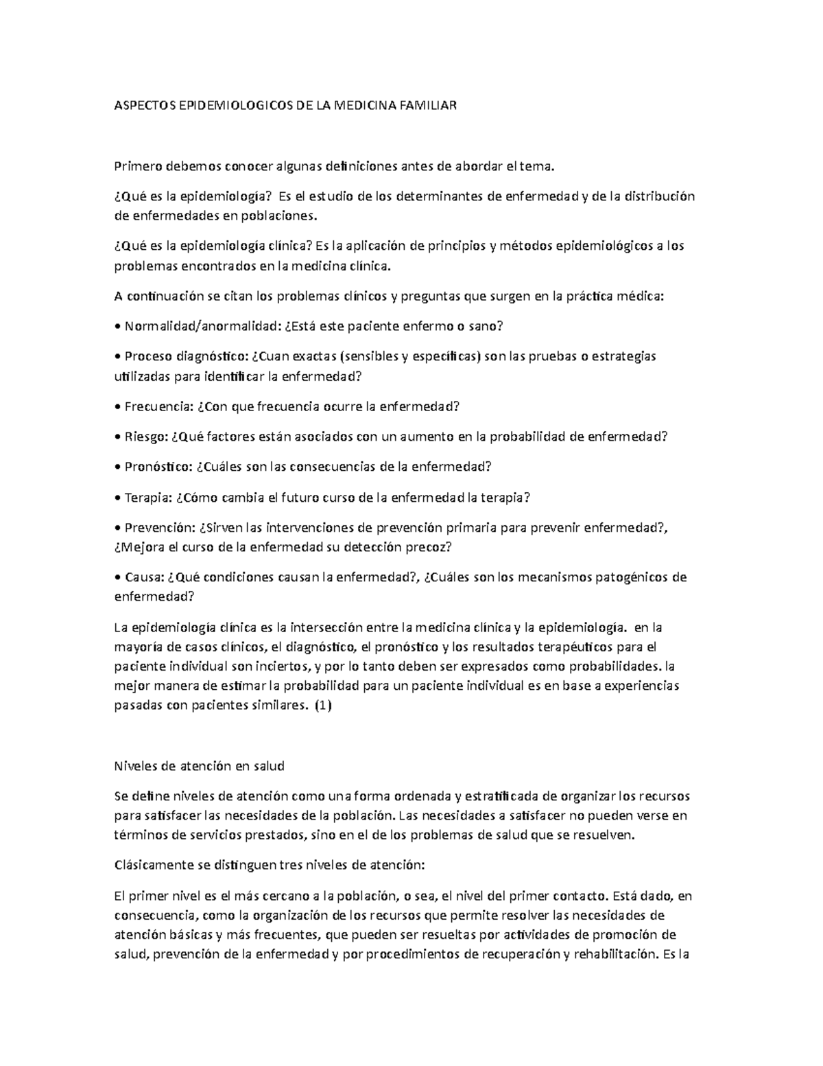 Aspectos Epidemiológicos en Medicina Familiar y su Aplicación Clínica - Document Preview