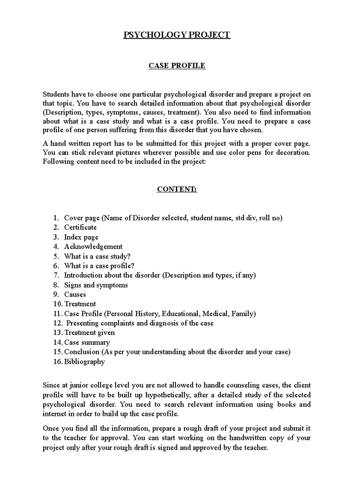 PSY 12: Case Profile Project on Psychological Disorders - Studocu