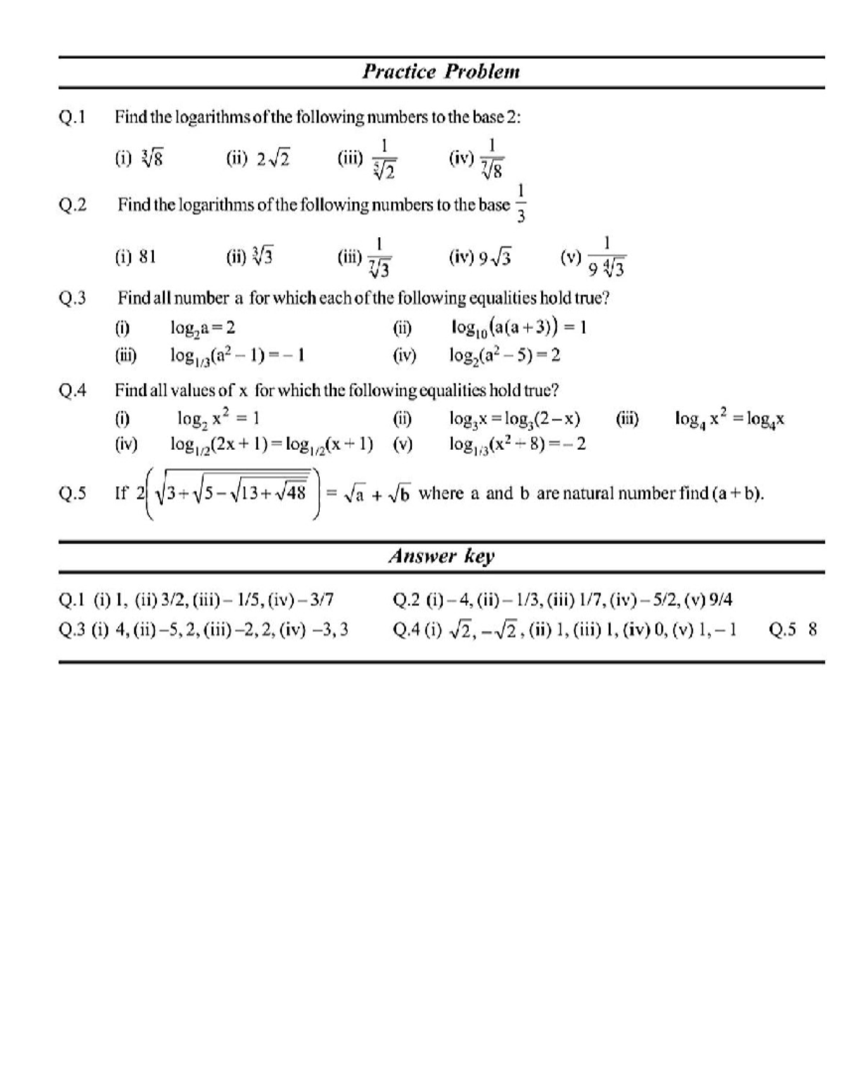 JEE Advanced Logarithm Practice Problems DPP - Studocu