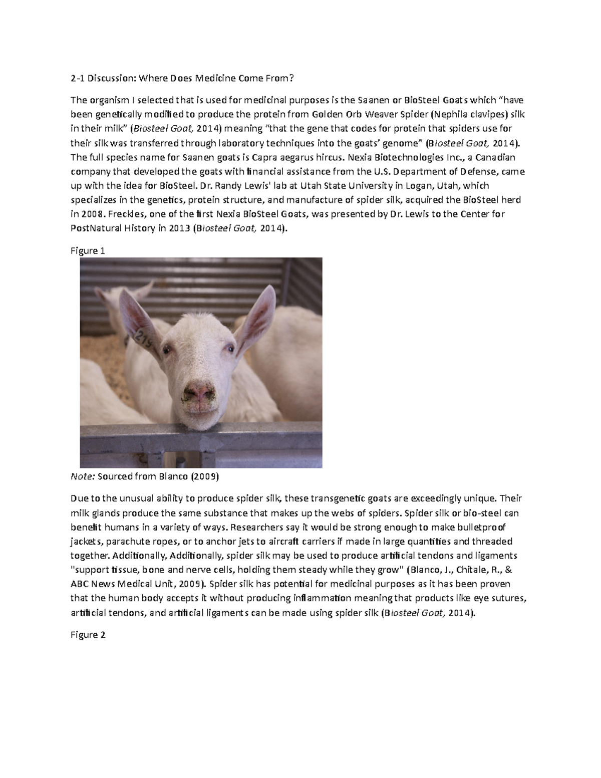 SCI 219 2-1 Discussion: The Medicinal Role of BioSteel Goats - Studocu