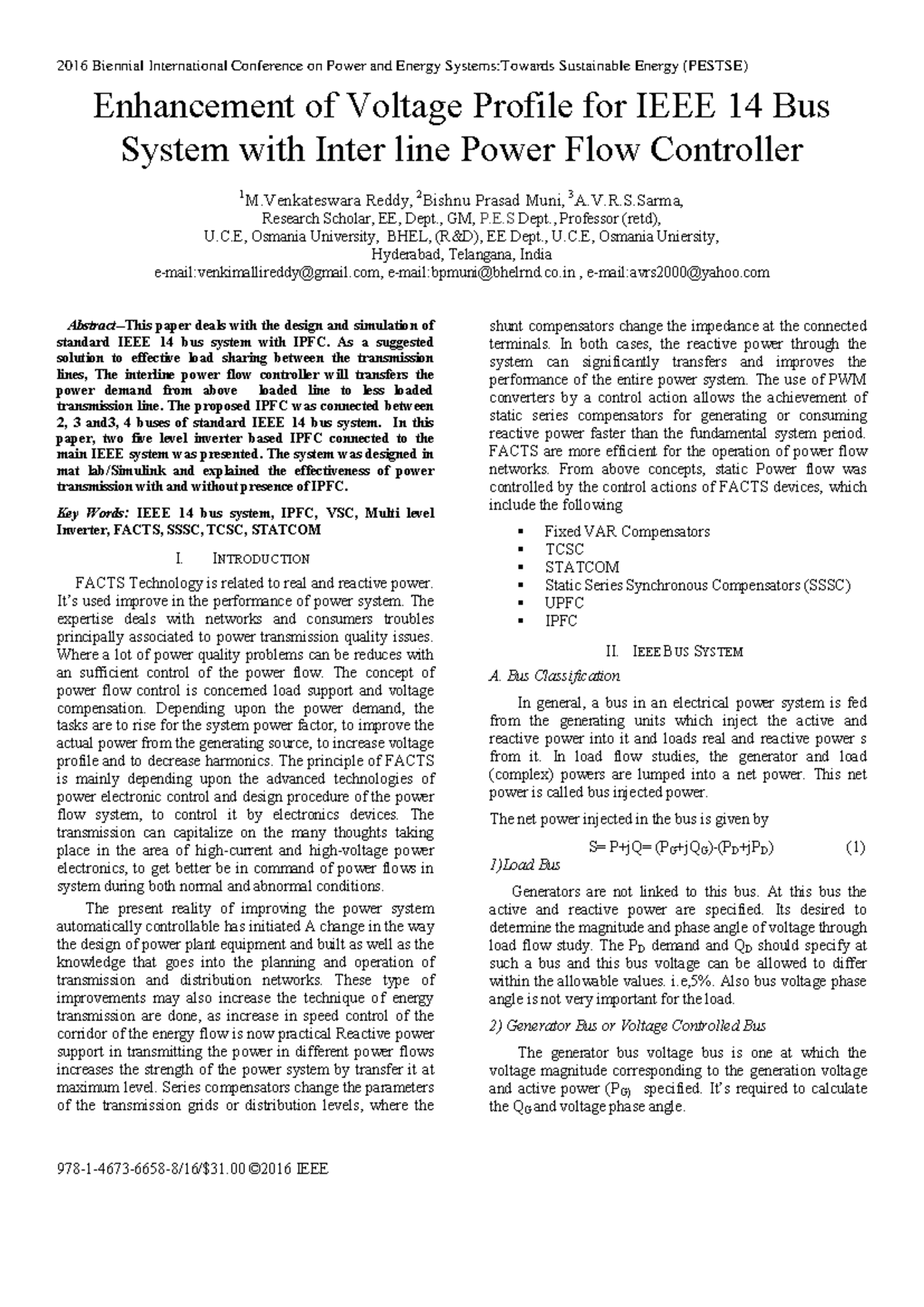 Enhancement of Voltage Profile for IEEE 14 Bus System with Inter line ...
