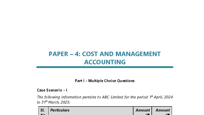 89273 bos-aps3012-int-p4 - PAPER – 4: COST AND MANAGEMENT ACCOUNTING ...