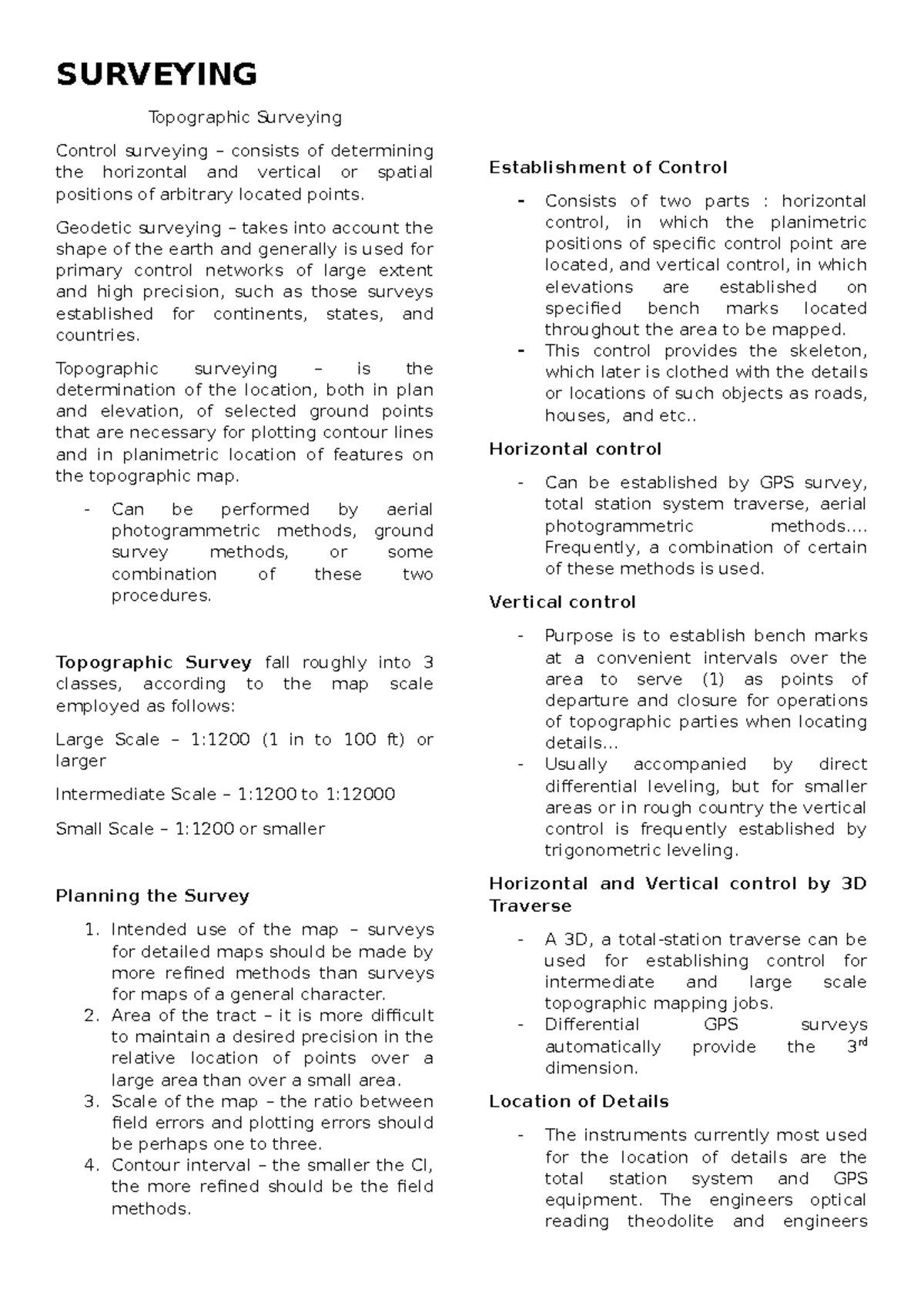 Surveying-Finals: Comprehensive Guide to Topographic and Control ...
