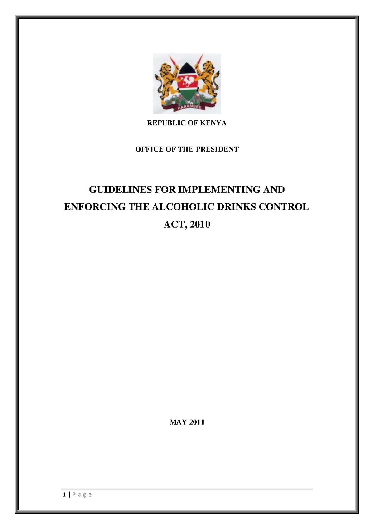Guidelines for Implementing the Alcoholic Drinks Control Act, 2010 ...