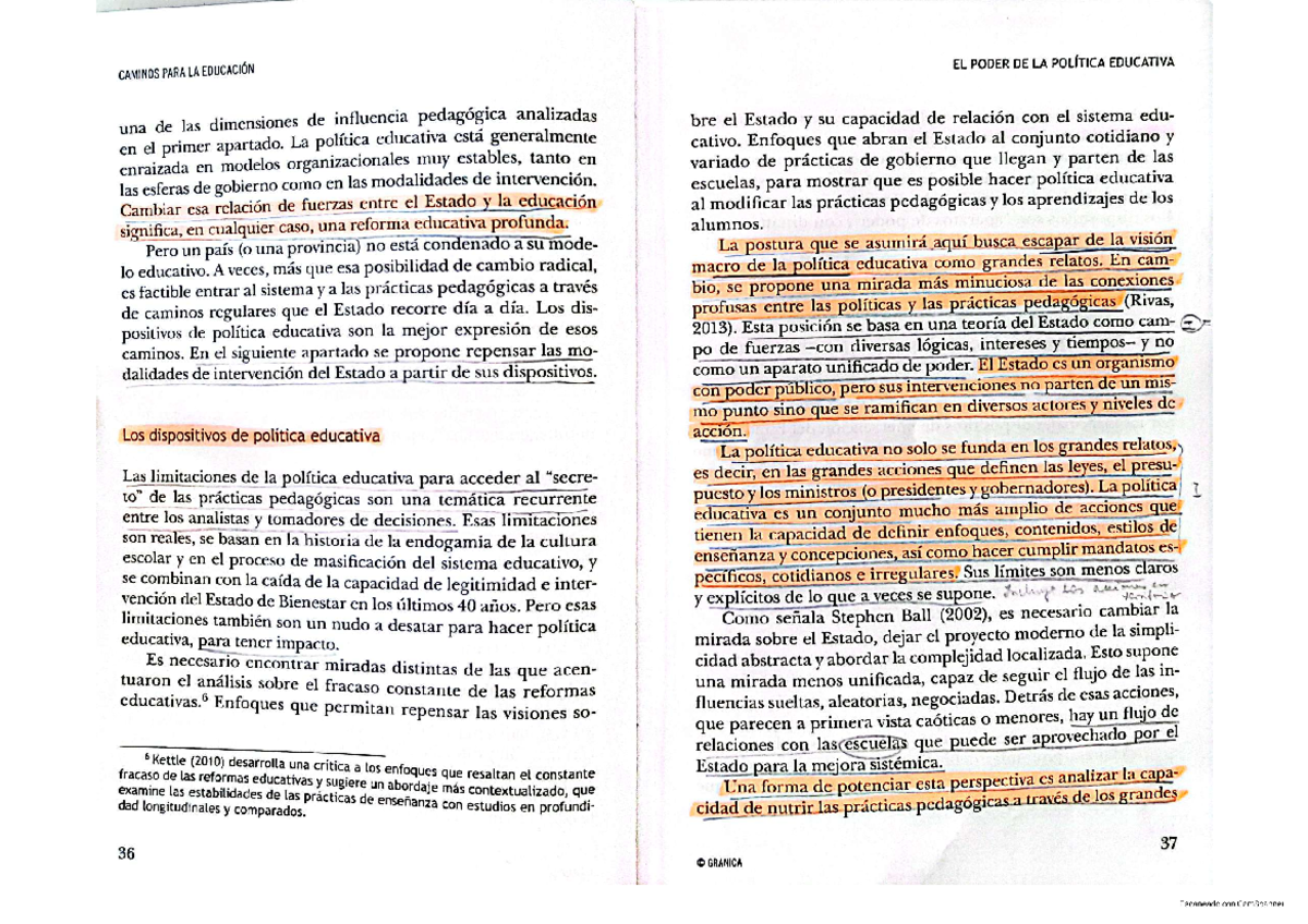 CAMINOS PARA LA EDUCACIÓN: EL PODER DE LA POLÍTICA EDUCATIVA (Rivas ...