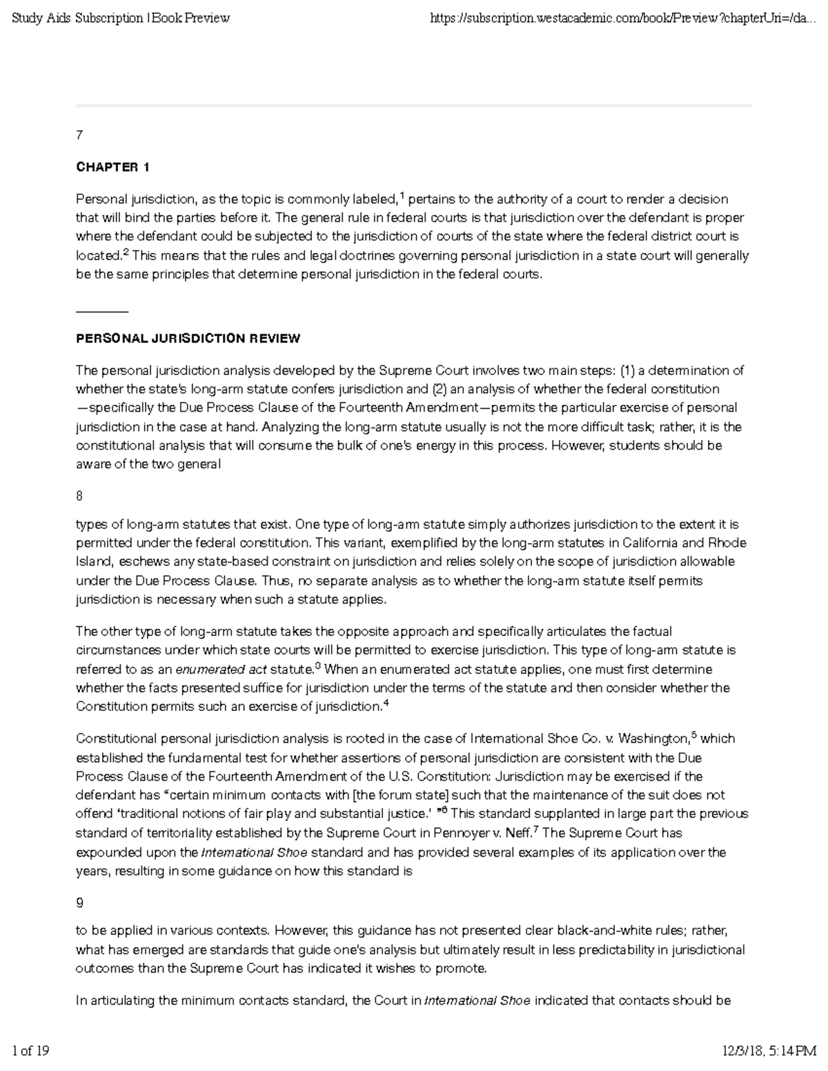 Ch. 1 - Understanding Personal Jurisdiction and Its Legal Framework ...