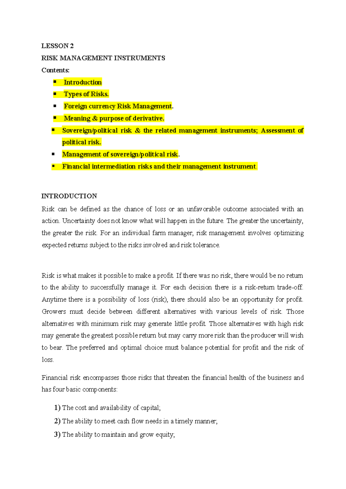 FRM Lesson 2: Overview of Risk Management Instruments and Strategies ...
