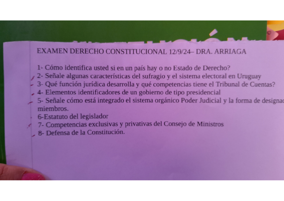 Examen Derecho Constitucional Julio - Análisis Estado de Derecho y ...
