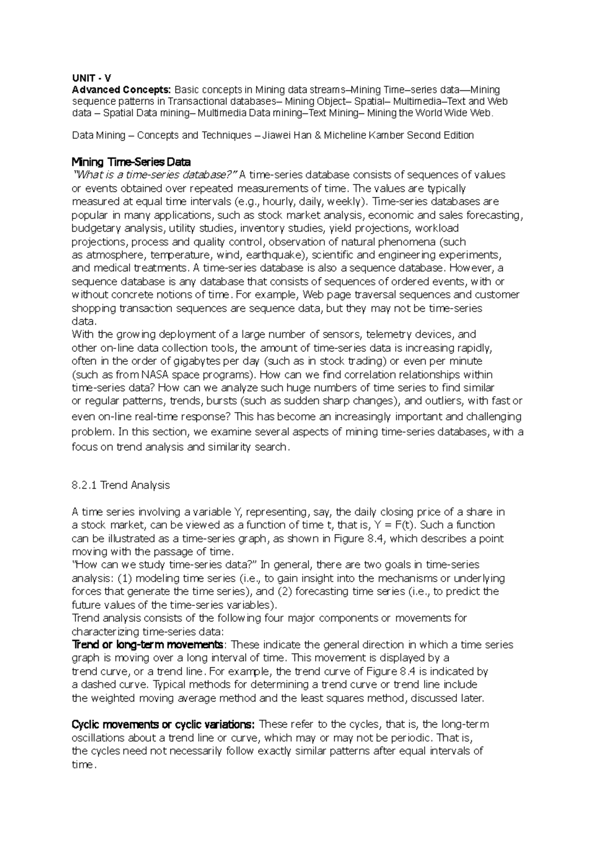 DM Unit V Notes: Advanced Concepts in Data Mining Techniques - Studocu