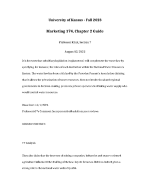 Marketing 174 Chapter 3 Essay - University of Kansas - Fall 2023 ...