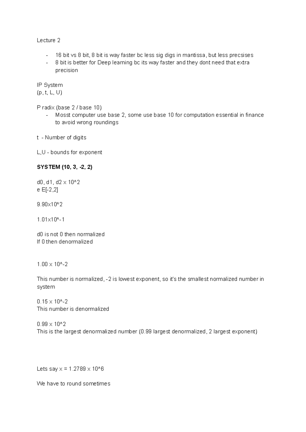 Sfwreng 4X03 Lecture 2: 8-bit vs 16-bit Floating Point Systems - Studocu