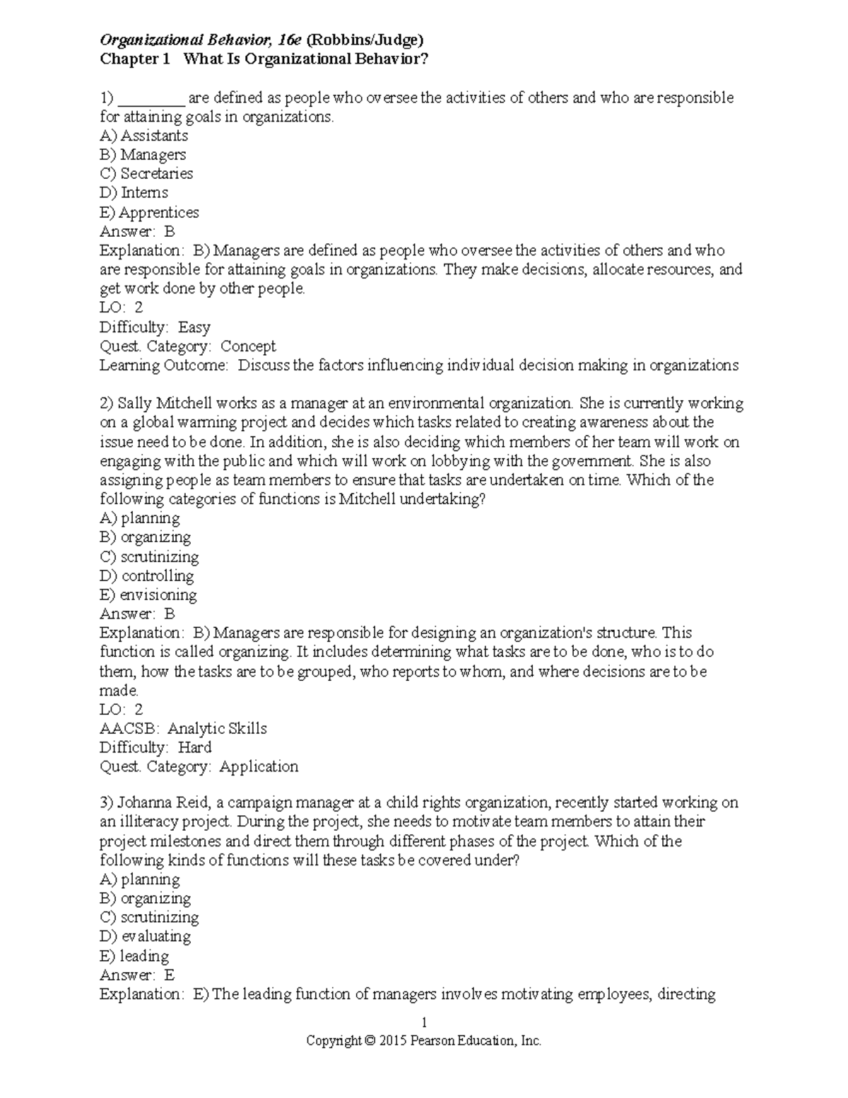 Organizational Behavior - Chapter 1: Understanding Key Concepts - Studocu
