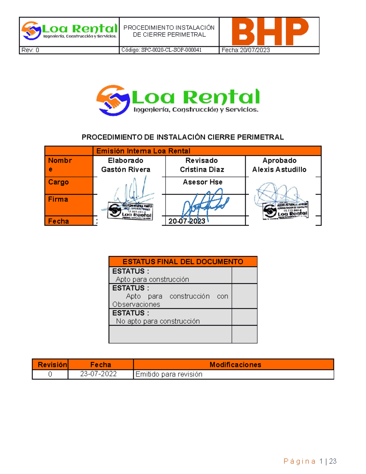 Procedimiento de Instalación de Cierre Perimetral SPC-0020-CL-SOP ...