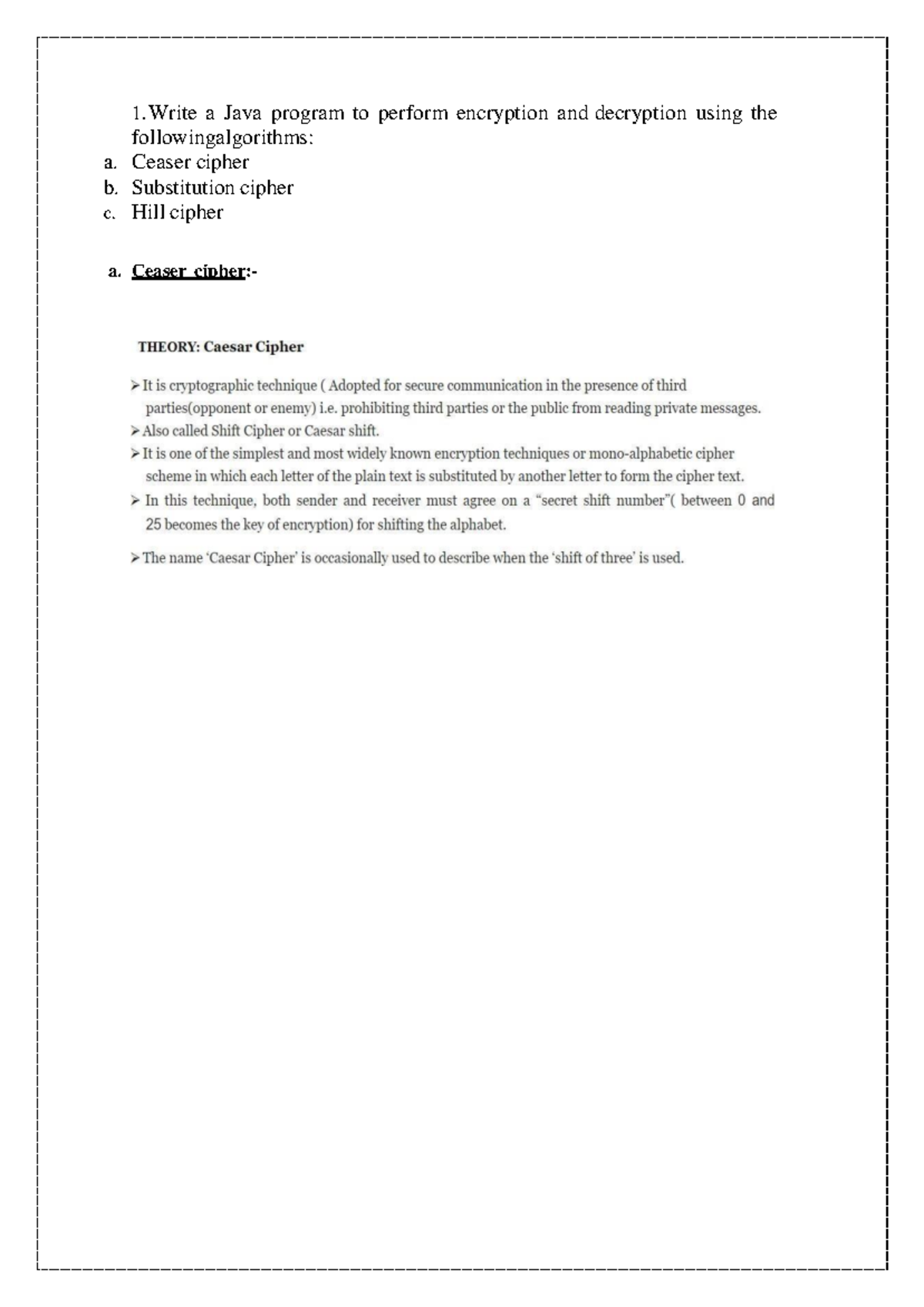 Java Encryption and Decryption Techniques: CE 3 Assignment Guide - Studocu