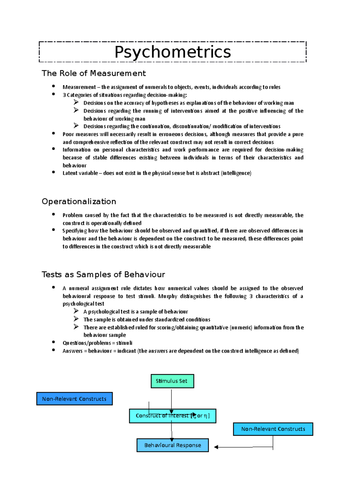 Psychometrics Lecture Series 2: Measurement and Test Types - Studocu