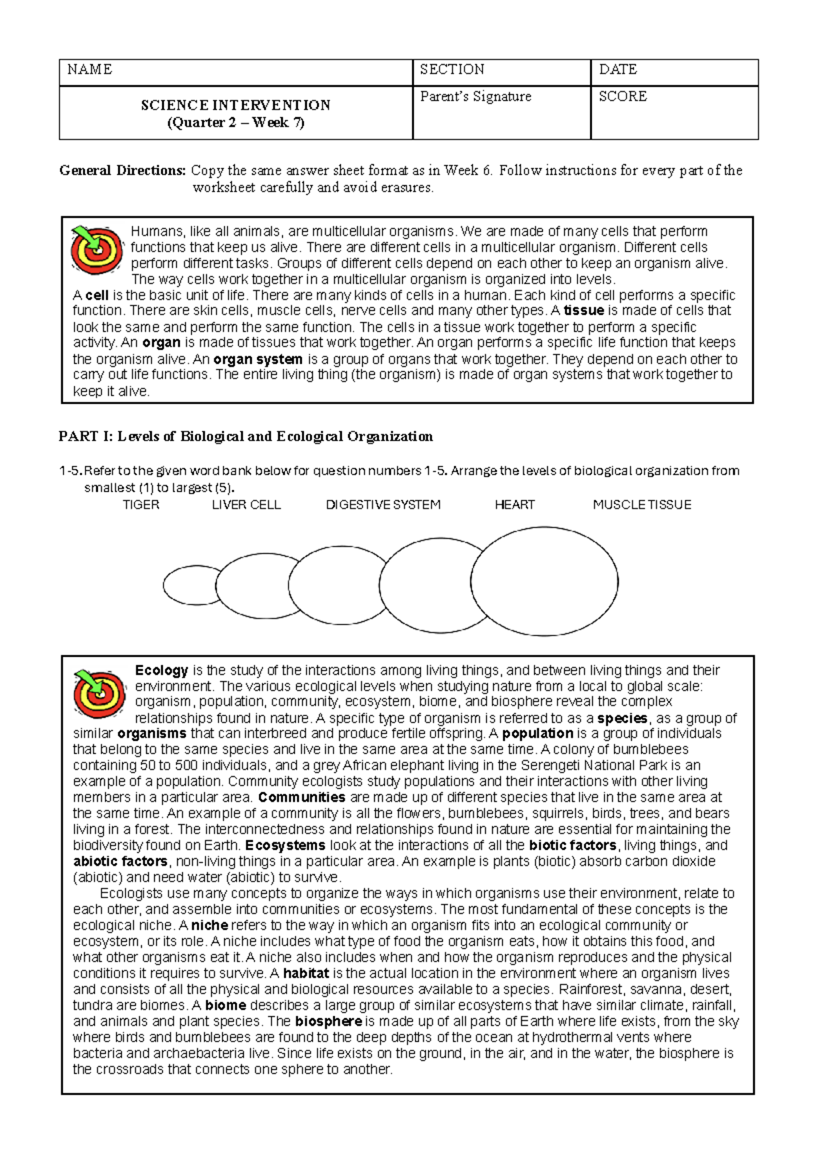 Q2-SIM Week 7 - science intervention for Q2 week 7 - NAME SECTION DATE ...
