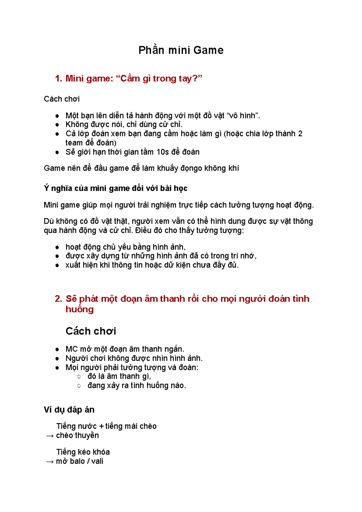 Mini Game Ideas for Engaging Learning Activities - Studocu