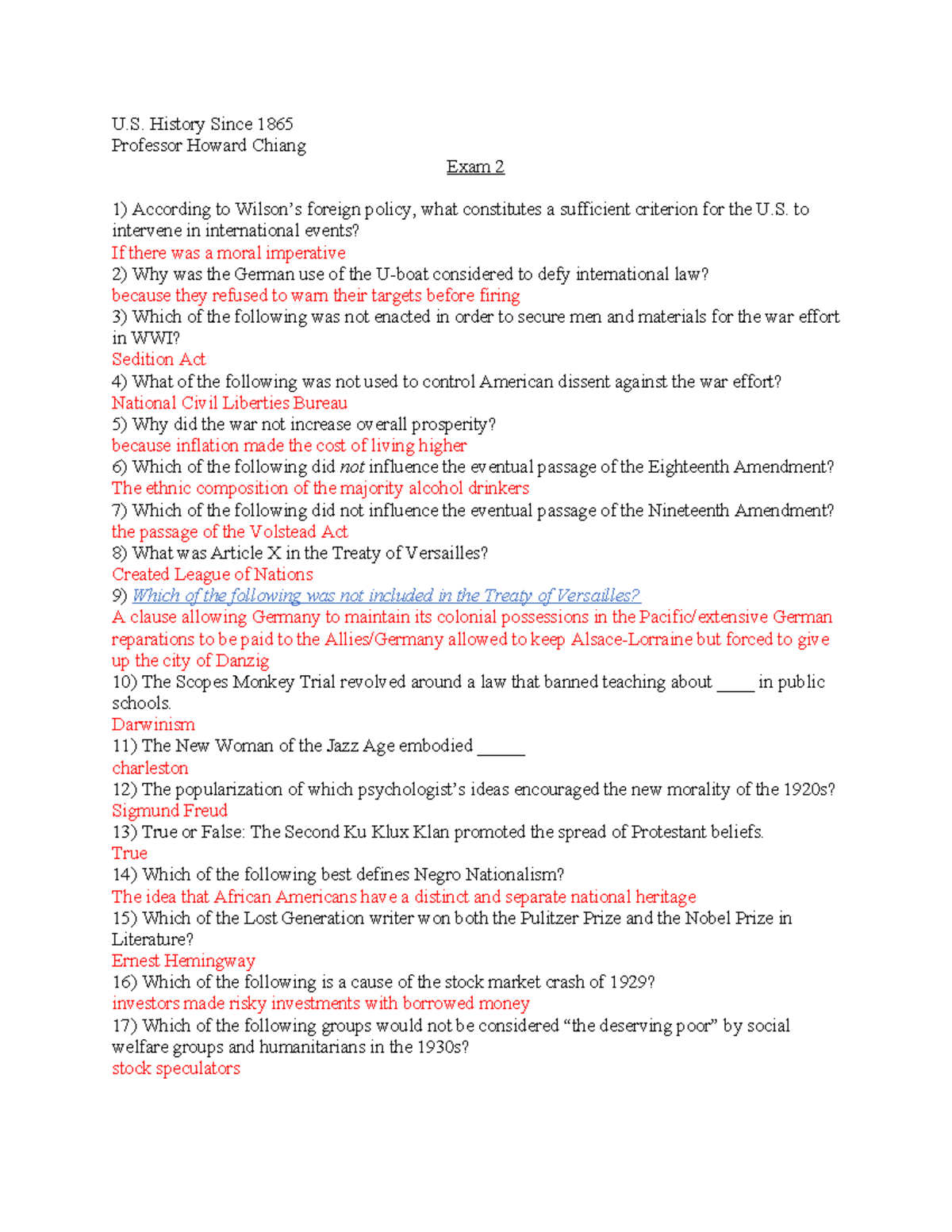 PS 231 Exam 2 Study Guide for circulation - U. History Since 1865 ...