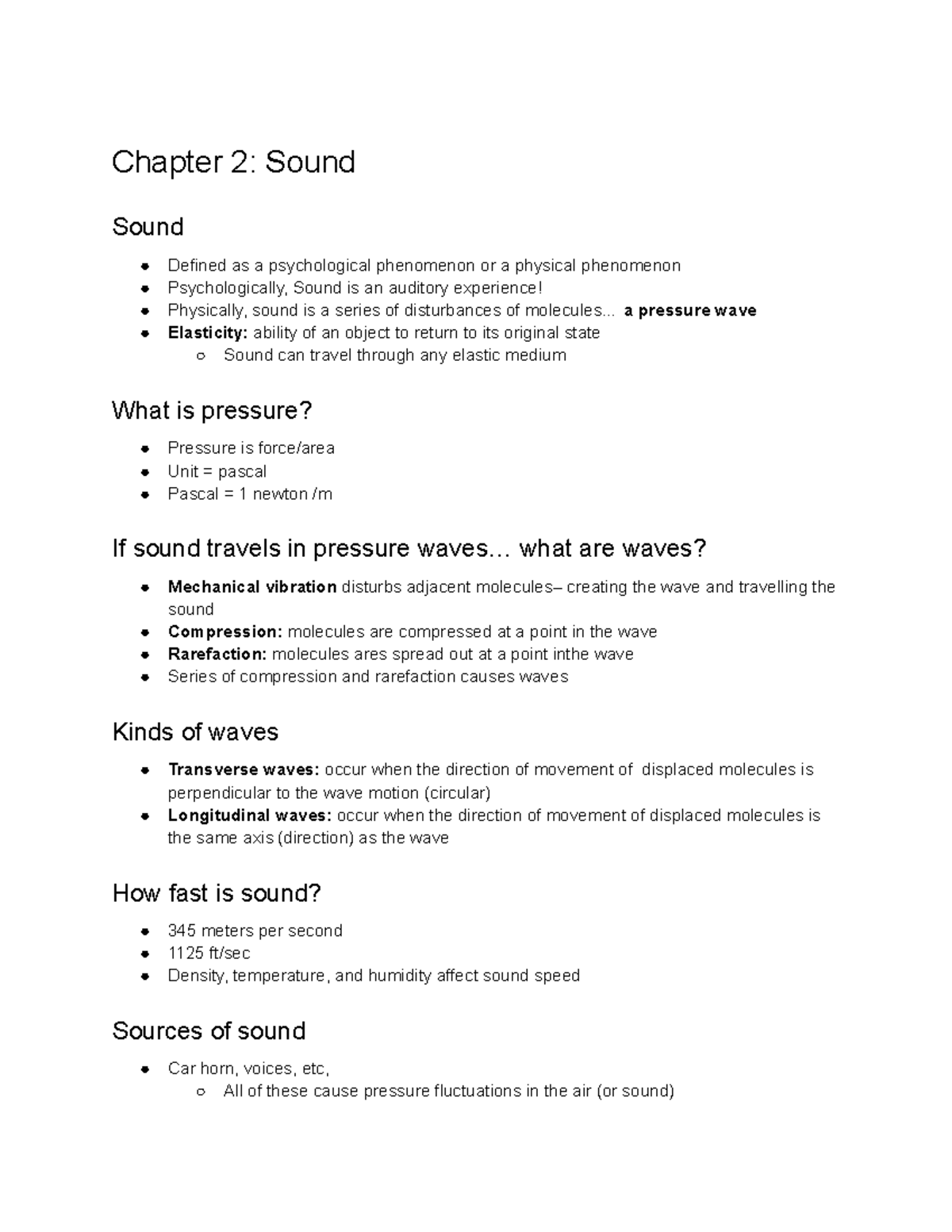 SHS 221 Exam 1 - Lecture Notes on Sound and Ear Anatomy - Studocu