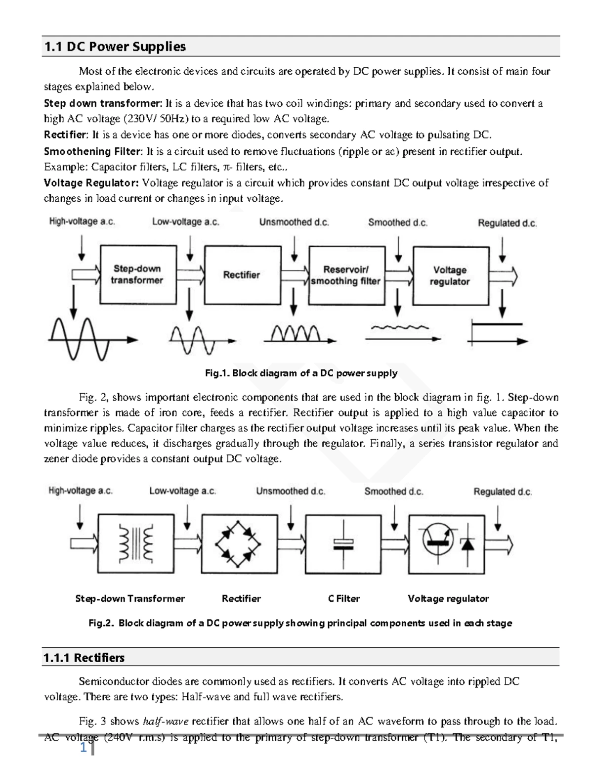 Module 1(a) ECE 2021-22: Introduction to Power Supplies and Rectifiers ...