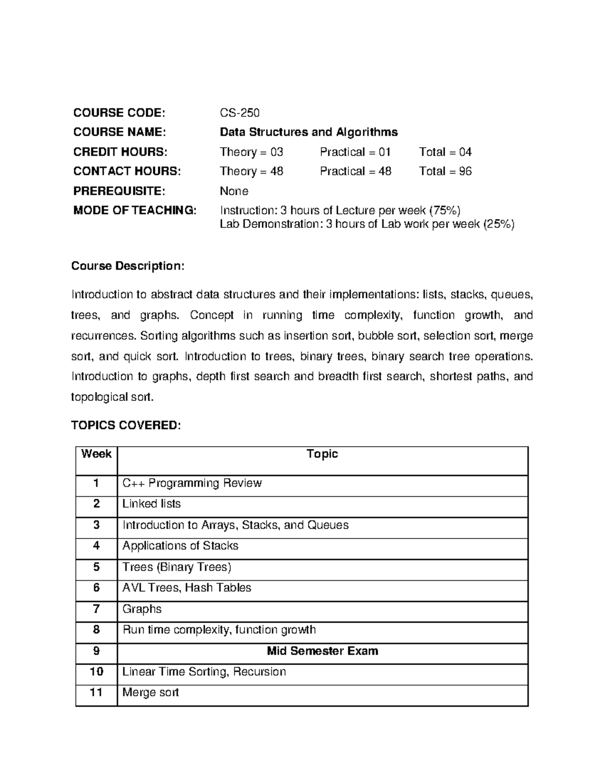 CS-250 Final Exam Review: Data Structures and Algorithms - Studocu