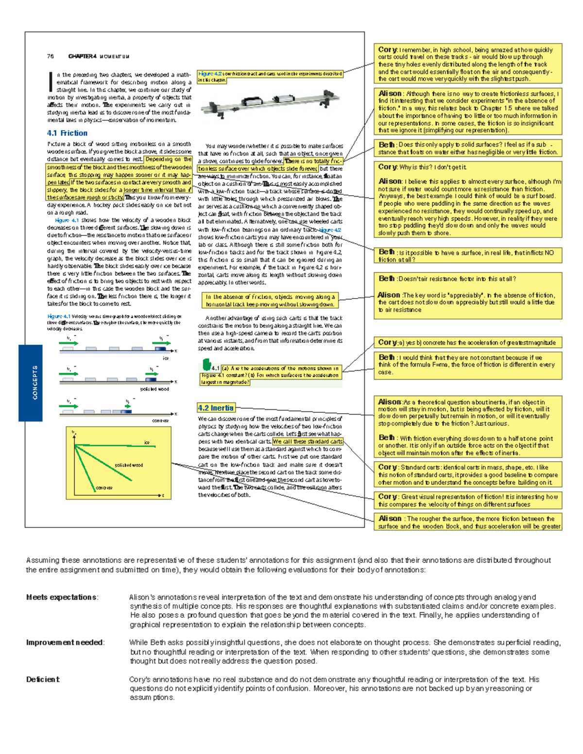 Physics 101 - Annotation Examples on Friction and Inertia Concepts ...