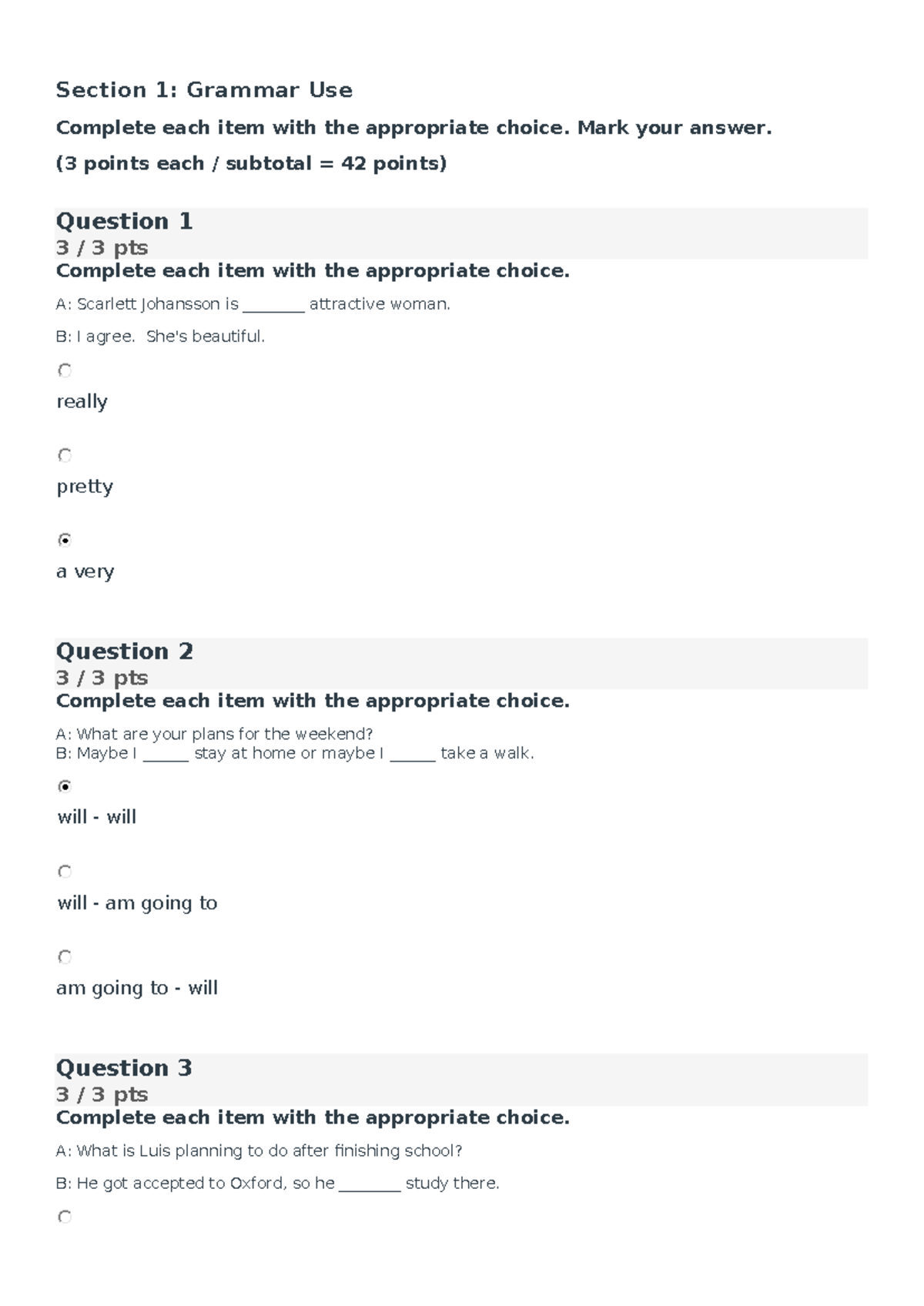 Grammar Use Practice Questions - Basic 10 - Studocu