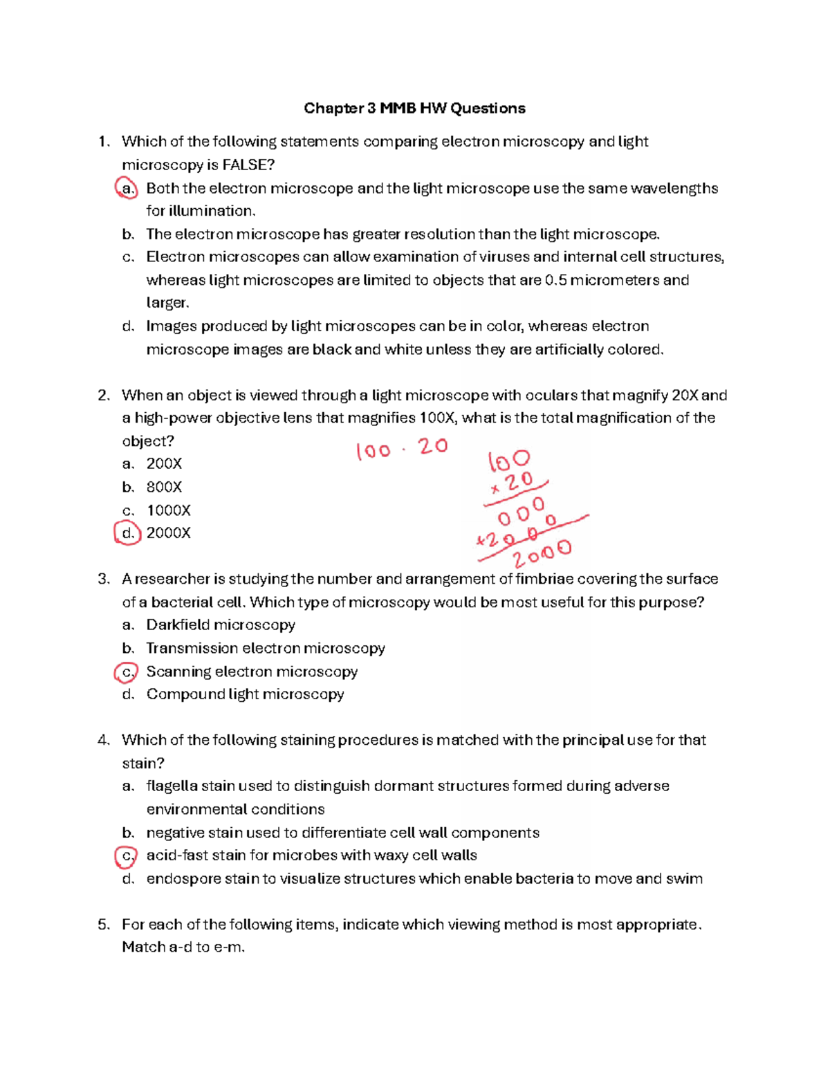 Chapter 3 MMB Exam Questions on Microscopy and Staining Techniques ...