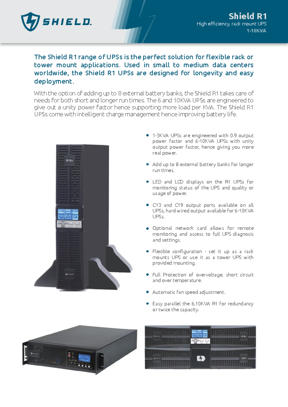 Shield R 1 DS WEB - Shield R High efficiency, rack mount UPS 1-10KVA ...